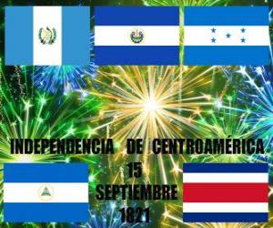 пазл Независимость Центральной Америке, 15 сентября 1821 года. Празднование независимости от Испании в современных странах Гватемале, Гонду&#1088